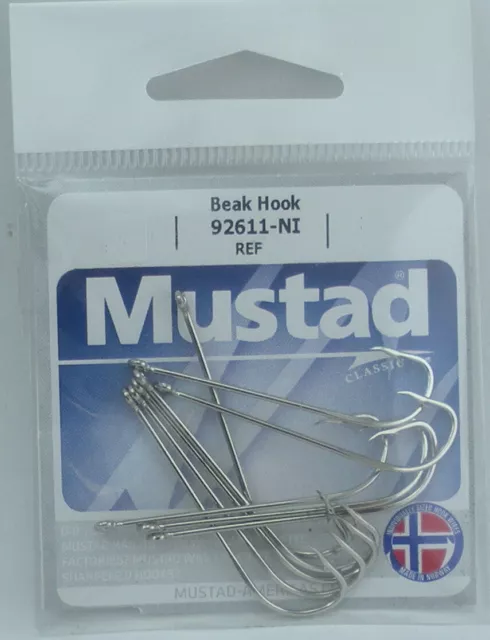 Mustad 92611NI-2/0-8 Schnabel Haken Gr. 2/0 8CT