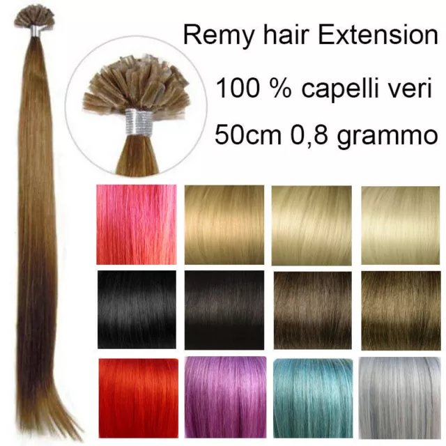 10 REMY HAIR EXTENSION capelli umani VERI 100% CHERATINA CIOCCHE 0,8g 53cm