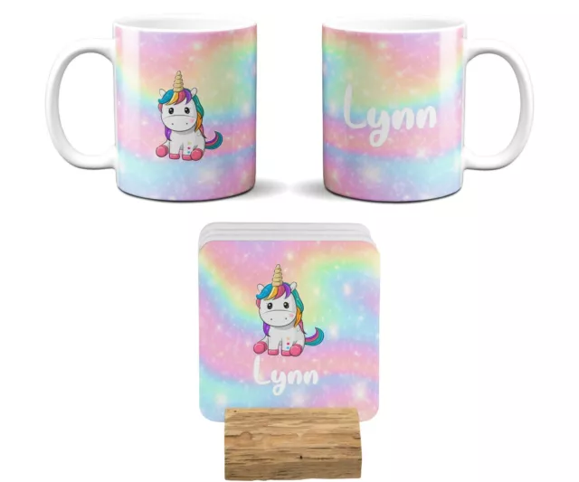 Personalised Name Cute Unicorn Kids Children's Coffee Mug Gift 11oz Ceramic