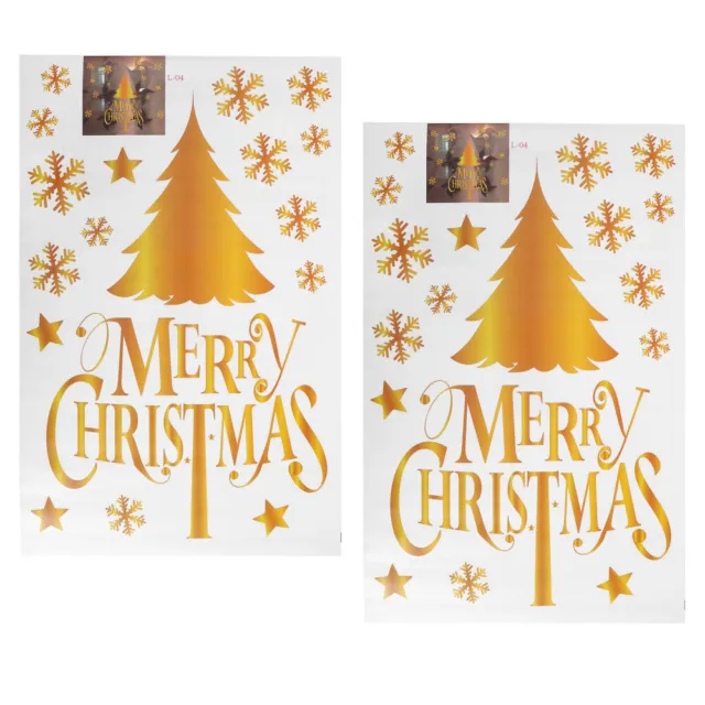 2 pz adesivi per finestra di Natale in PVC carta da parati natalizia aderente