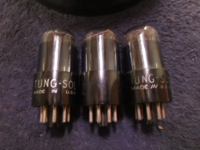 (3) NOS to Strong Tungsol Roundplate  Dark Glass 6CS7   Round Getter Audio Tubes