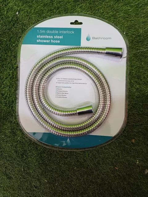 1.5m Double Interlock Flexible Stainless Steel Shower Bathroom Hose Pipe