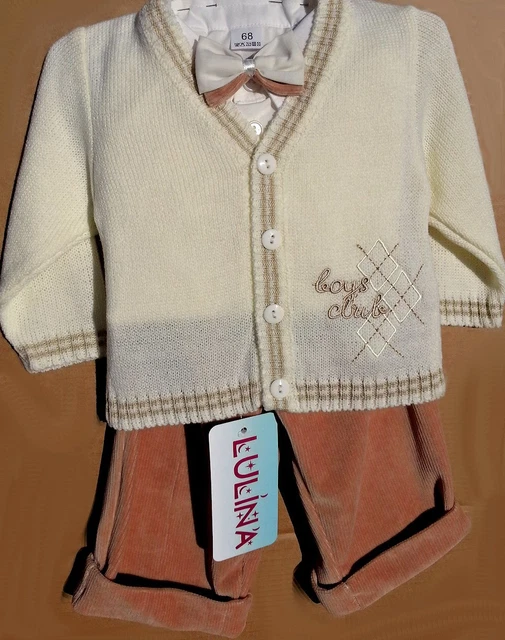 ABITO DA BATTESIMO vestito in VELLUTO cerimonia cardigan beige-panna  cod 1857