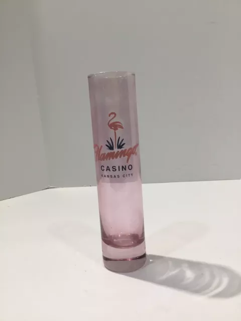 RARE Flamingo Casino Kansas City Tall Shooter Glass Pink 7 1/2” Tall