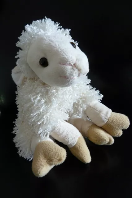 90. DOUDOU PELUCHE STARTOY MOUTON BLANC PATTES ECRU BEIGE 28 cms  RARE TTBE