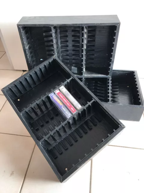 3 BOITES DE RANGEMENT  POUR  CASSETTES AUDIO K7 VINTAGE 90 cassettes