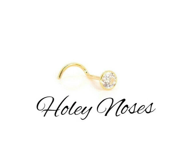 9ct Yellow Gold 0.10ct White Diamond Nose Stud Ring Pin Coneset body jewellery