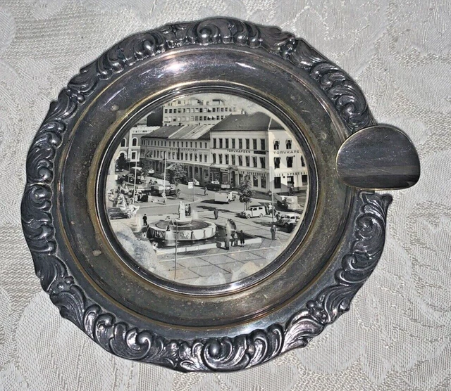 Rare Silver plated Ashtray from Norway marked Opal 60 GR, Ukjent Drammen Scene