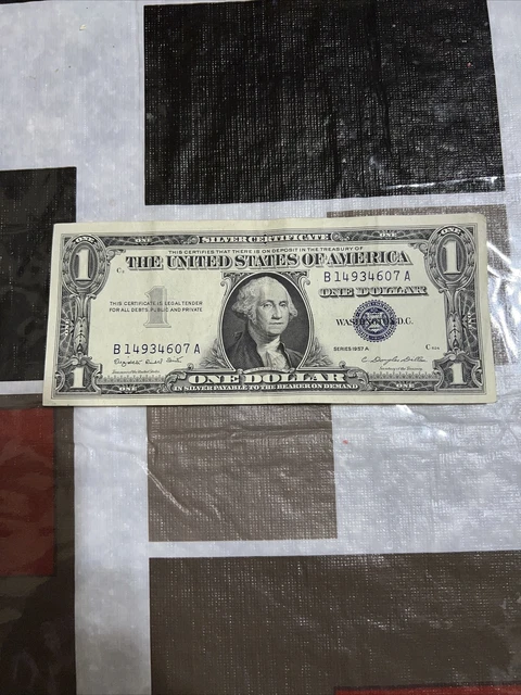 1957A One Dollar Bill "Silver Certificate" $1 Circulated with Blue Seal