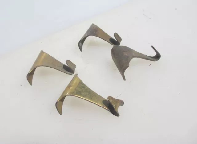 Vintage Brass Picture Rail Hook Moulding Hanging Antique Hooks Hangers Old x4