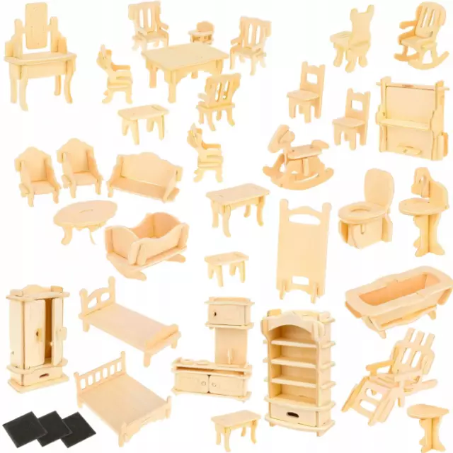 Set di mobili in legno per bambole casa delle bambole 34 elementi