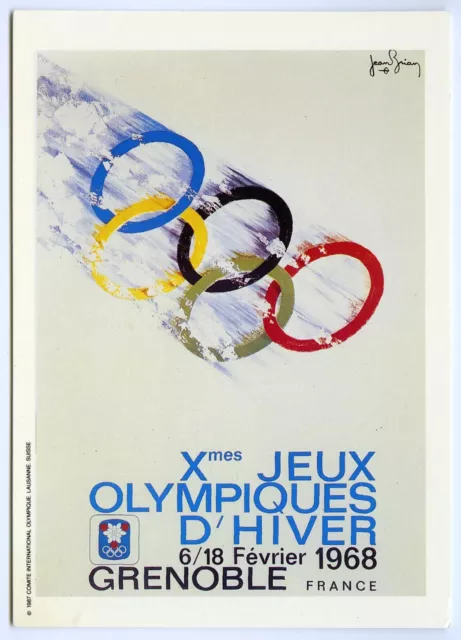 Art Postcard Advertising Poster For Grenoble 1968 Winter Olympic Games Unposted