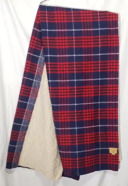 Standard Form 10% Cashmere 90% Wool Oversized Blanket Scarf Red Blue Plaid Beige