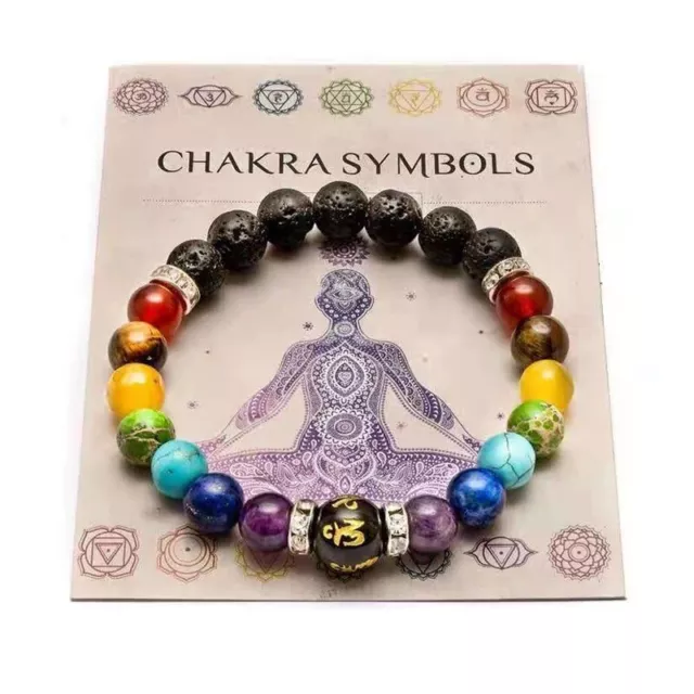 7 Chakra Natural Stone Bracelet Healing Reiki Beads Bangle Prayer Women Jewelry
