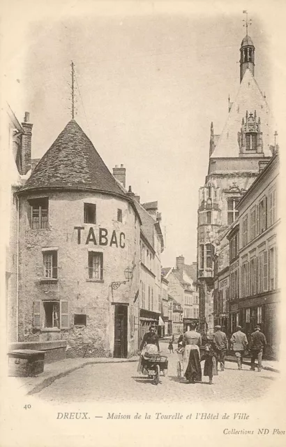 Carte Postale Bureau De Tabac Dreux Maison De La Tourelle Et L'hotel De Ville