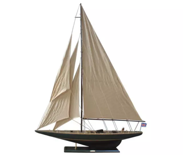 Rustic Endeavour America's Cup Yacht J Class Boat Wooden Model 43" Sailboat
