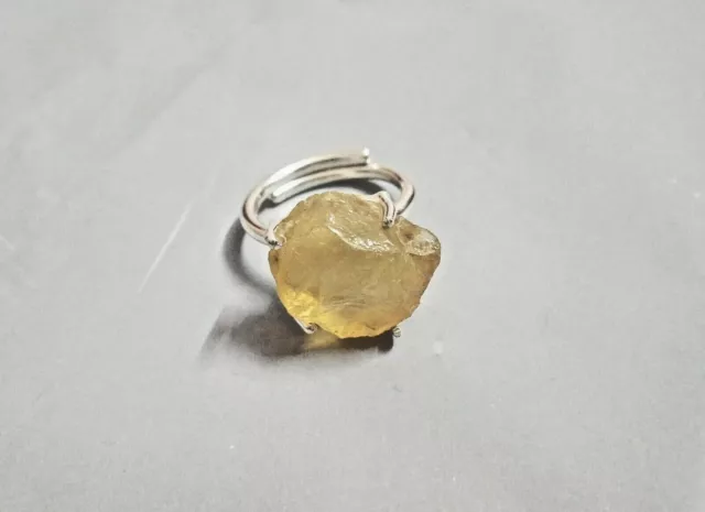 Natural Raw Citrine Gemstone 925 Sterling Silver Unisex Ring For Prosperity