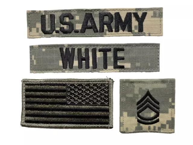 US Army Ucp Camouflage Uniform USA Flag Name Tape Touch Fastener Patch Sfc White