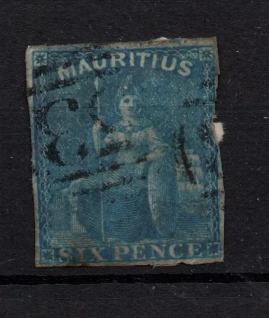 Mauritius 1859 6d blue imperf SG32 fine used WS35004