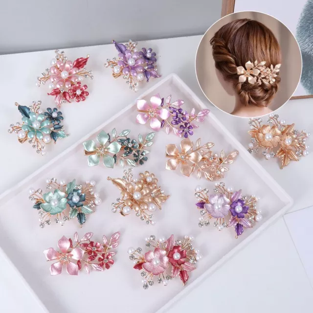 Bridal Wedding Flower Clips Hair Pins Bridesmaid Accessories Crystal Hair  Pearls