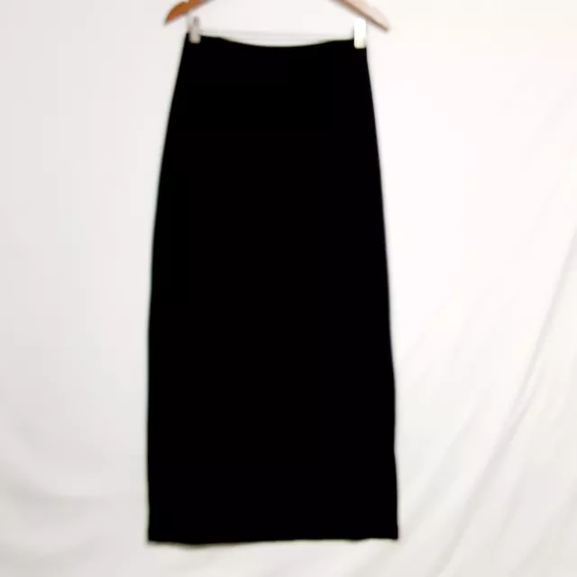 Chico's Travelers Side Slit Women Maxi Skirt Size 1/M Black Acetate