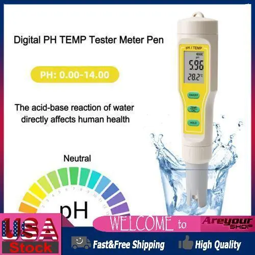 Digital PH TEMP Tester Meter Pen For Aquarium Pool Wine Water Laboratory Food T3