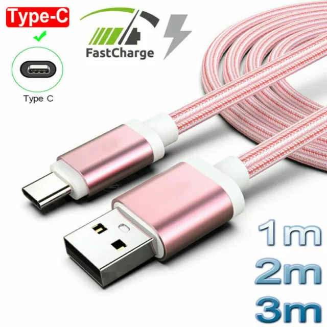 1M-3M Type-C Nylon USB CABLE CHARGEUR POUR Android HUAWEI Samsung  MAX Rapide