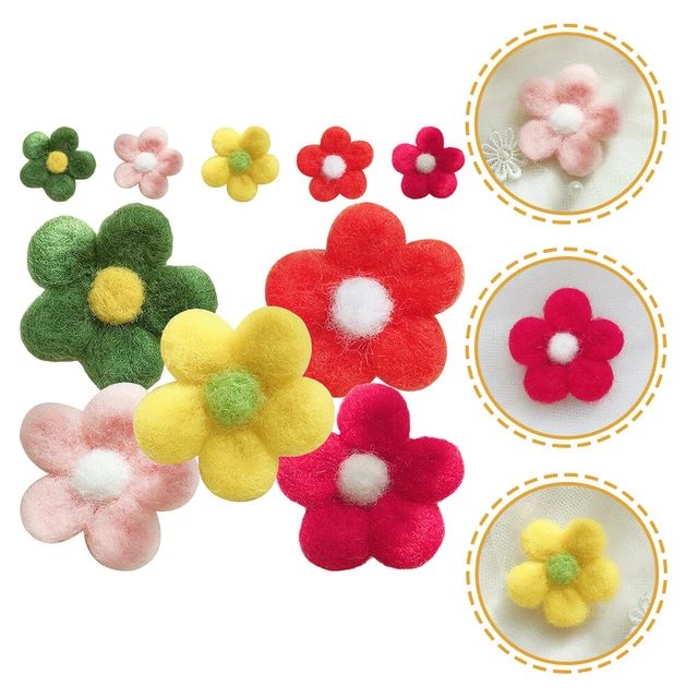 10 un. Dijes de flores de fieltro de lana decoración hágalo usted mismo artesanía dijes tocado hágalo usted mismo