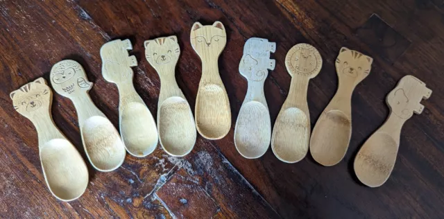 Sass & Belle bamboo wooden weaning spoons animals