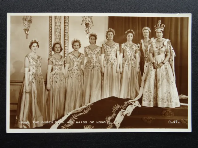 H.R.H QUEEN ELIZABETH ll c1953 Official Coronation RP Postcards by Valentine C47