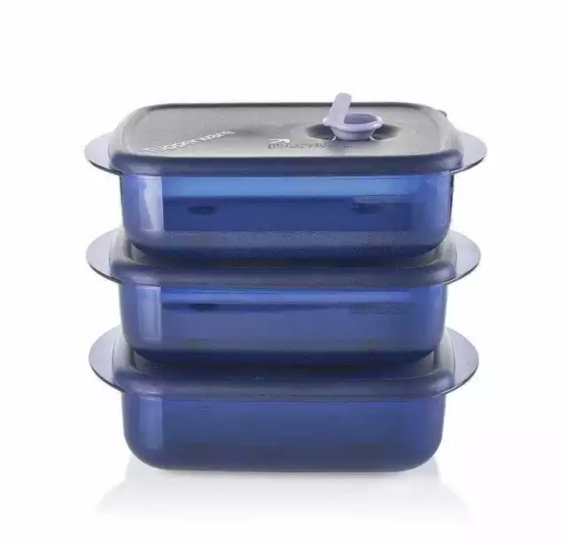 TUPPERWARE VENT ‘N SERVE MEDIUM SHALLOW SET OF 3 MICROWAVE FREEZER SAFE 600 mL