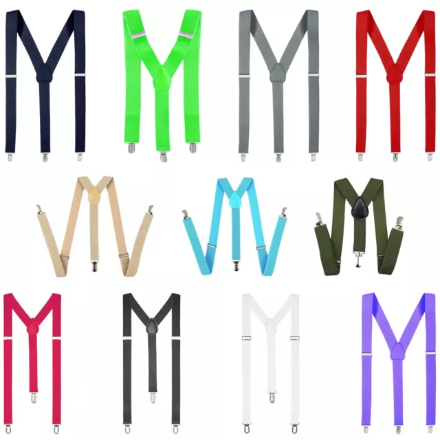 Adjustable Party Braces Mens Unisex Trouser Elastic Suspenders Clipon Y-Shape