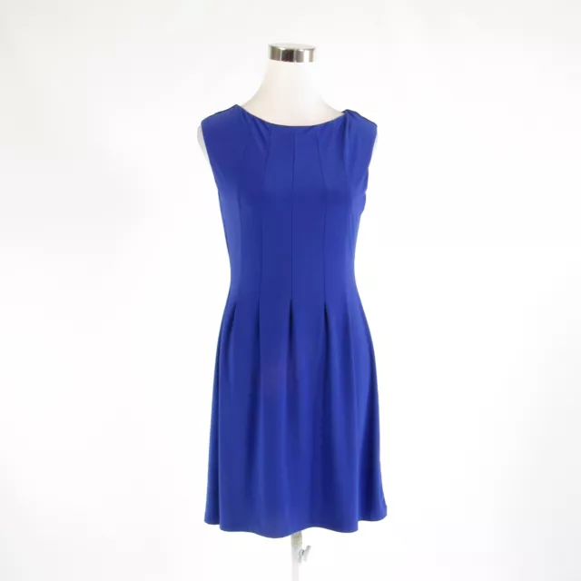 Dark indigo blue CATHERINE MALANDRINO stretch sleeveless A-line dress S