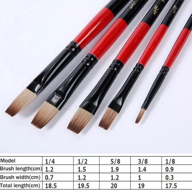 Set di Pennelli Artista Nylon Capelli Legno Nero Manico Acquerello Acrilico Olio 11