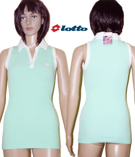 t-shirt senza maniche donna cotone polo da tennis smanicata estate Lotto M 42 44