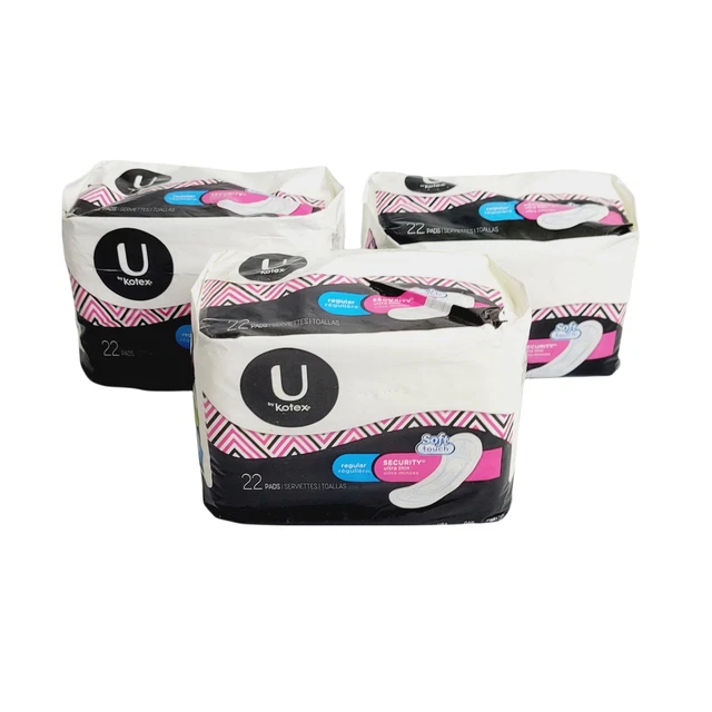 Almohadillas regulares ultrafinas U by Kotex Security paquetes de 22 cuentas x 3 paquetes