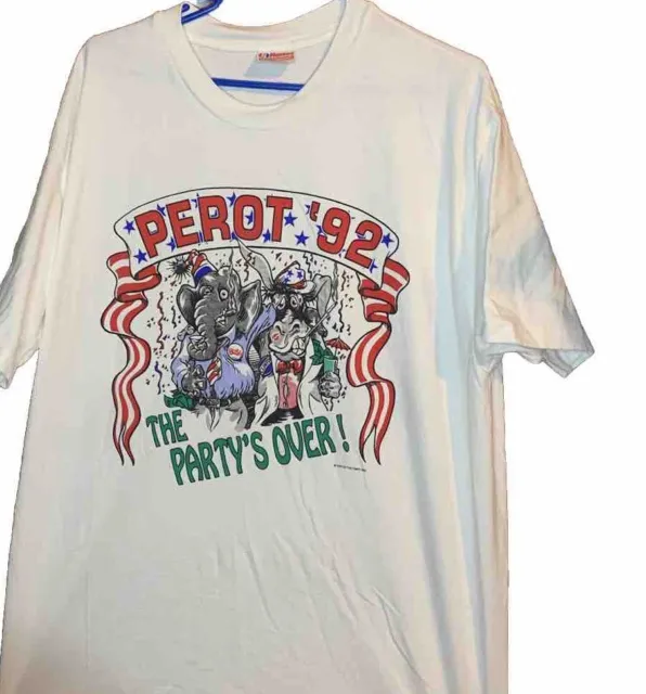 Ross Perot For President Vintage 90s T Shirt X-Large The Partys Over White