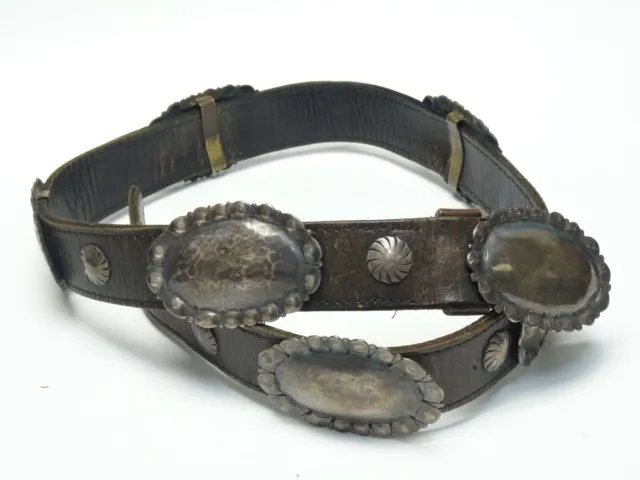 SUPERB ANTIQUE LATE 19c. SECOND PHASE NAVAJO SILVER CONCHO BELT