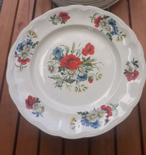 6 Assiettes plates KG luneville Coquelicots