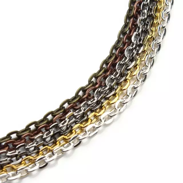 10 Meters Iron Metal Flat Cable Oval Chain 2x3/3x4/4x5/5x8mm Gold/Silver DIY 2