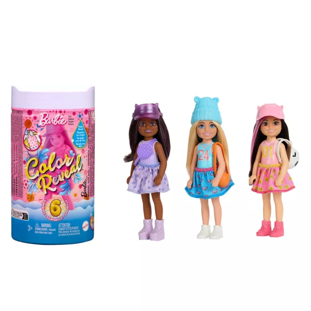 Barbie Color Reveal Dolls, Chelsea Small Doll with 6 Unboxing Surprises Includin
