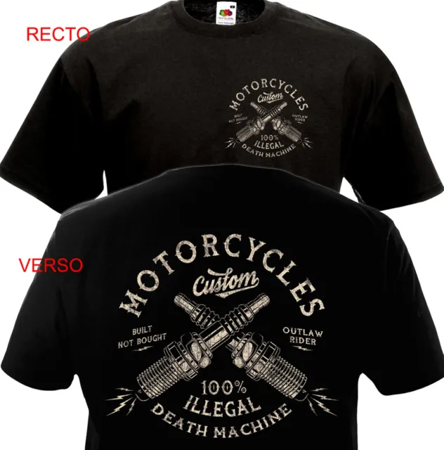 T-shirt MOTORCYCLES CUSTOM - Biker Chopper Bobber Harley Davidson Indian Motard