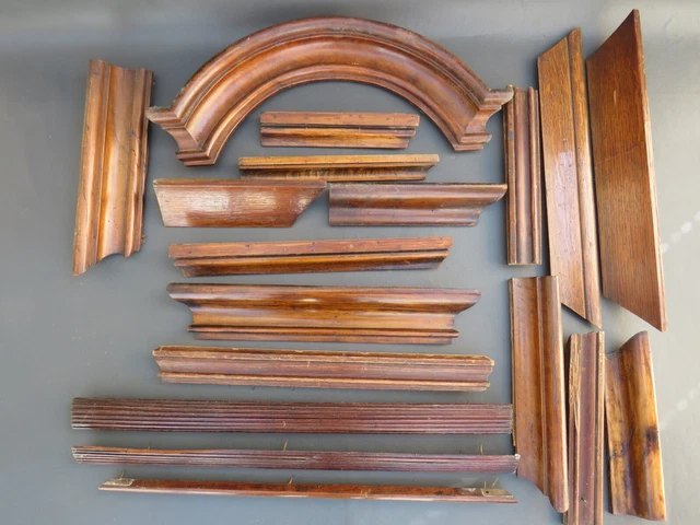 Job lot of vintage wooden clock case parts mouldings etc. - spares or parts Job lot of vintage wooden clock case parts mouldings etc. - spares or parts