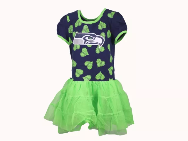 Seattle Seahawks NFL Apparel Youth Kids Girls Size Dress with Attached Skirt New