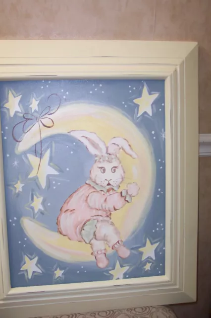 RENDITIONS BY REESA RABBIT OVER THE MOON FRAMED ART BABY NURSERY DECOR picture