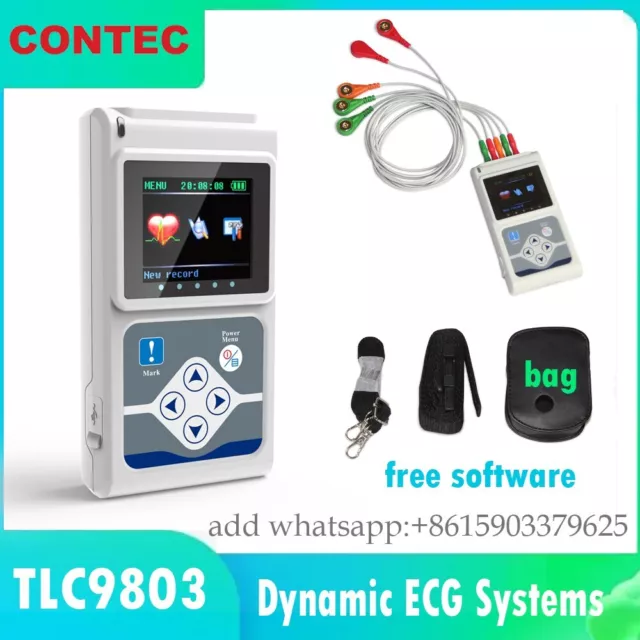 CONTEC 3-Channel 24h ECG EKG Holter Monitor Recorder Analyzer System+Software