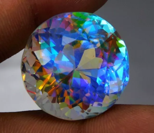 Natural Rainbow Color Mystic Quartz Round Cut 50.00 Ct Brazil Loose Gemstone