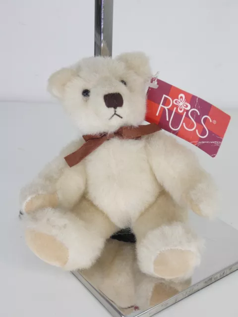 Vintage Russ Berrie Teddy Galvin 24676 Soft Plush Jointed Poseable Small Ivory