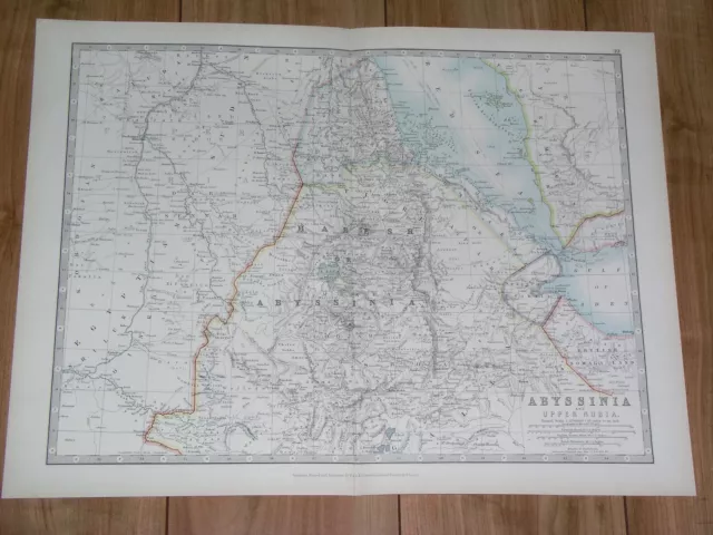 1907 Antique Map  Of Ethiopia Abyssinia Eritrea Djibouti / Africa