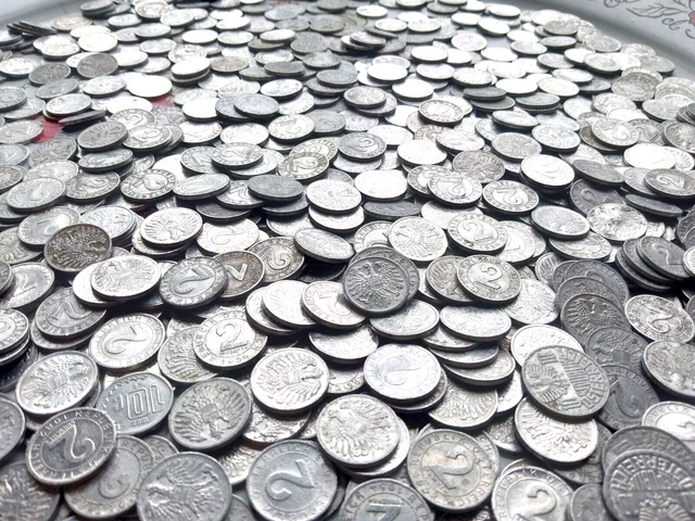 World Coin Lot of 720 Coins Austria 2 Groschen Coat of Arms Eagle 1970's-1980's